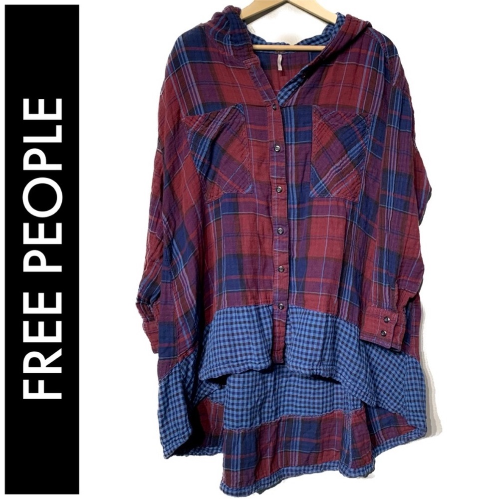 FREE PEOPLE | Hi-Low Hooded Flannel